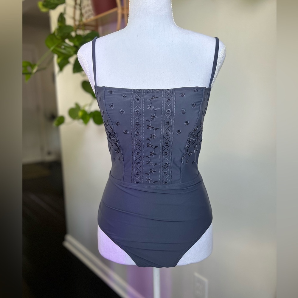 Embroidered one piece bikini swimsuit